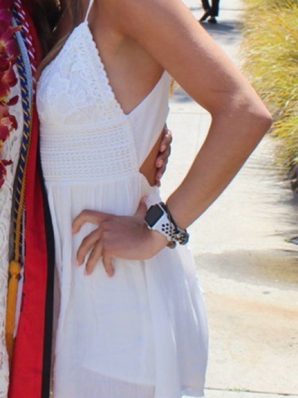 ILLA ILLA White Backless Lace-Top Sundress